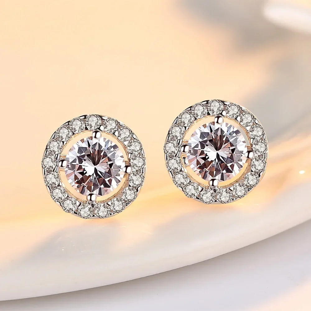 Crystal Zircon Stud Earrings - Piña Colada