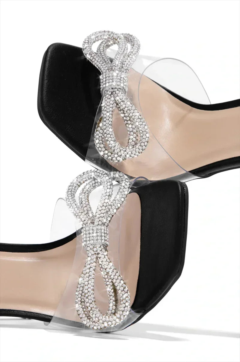 Women’s Crystal High Heel Slippers Bow - Piña Colada