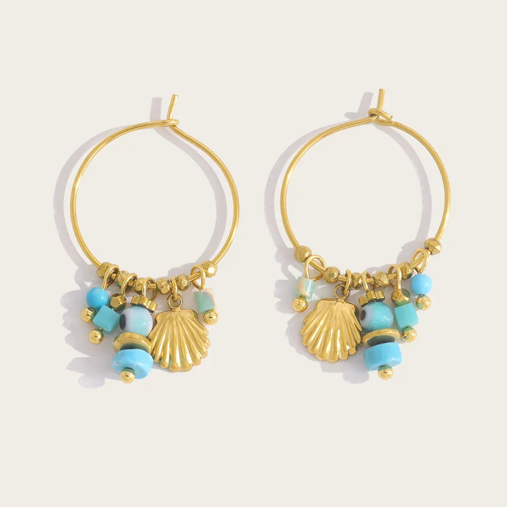 Blue Stone Stainless Steel Hoop - Piña Colada