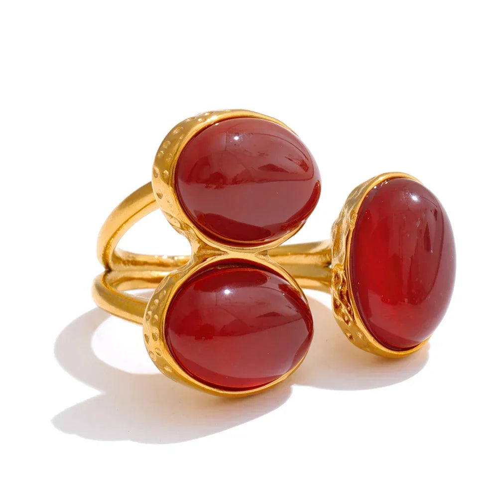 Agate Stone Ring - Piña Colada