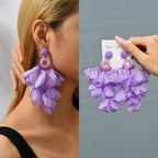 Boho Multicolor Cotton Flower Earrings - Piña Colada