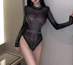 Sculpted Glow Geometric Bodysuit - Piña Colada