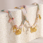 Ribbon Flower Starfish Necklace - Piña Colada