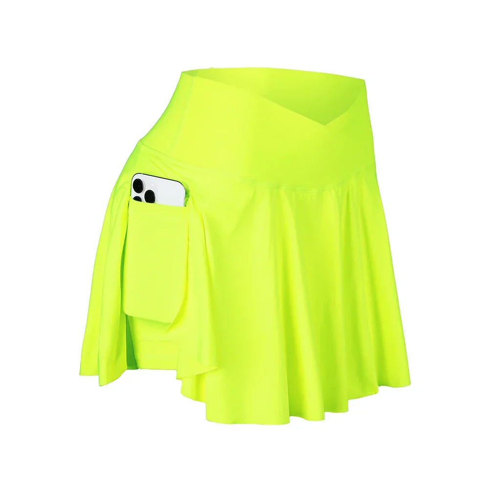 Casual A-Line Tennis Skirt with Stretch Waist - Piña Colada