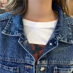 Printed Denim Jacket Cartoon - Piña Colada