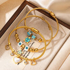 Colorful Eyes & Heart Drip Oil Pendant Bracelet - Piña Colada
