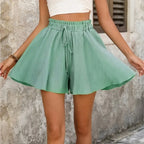 High-Waist Casual Folded Shorts - Piña Colada