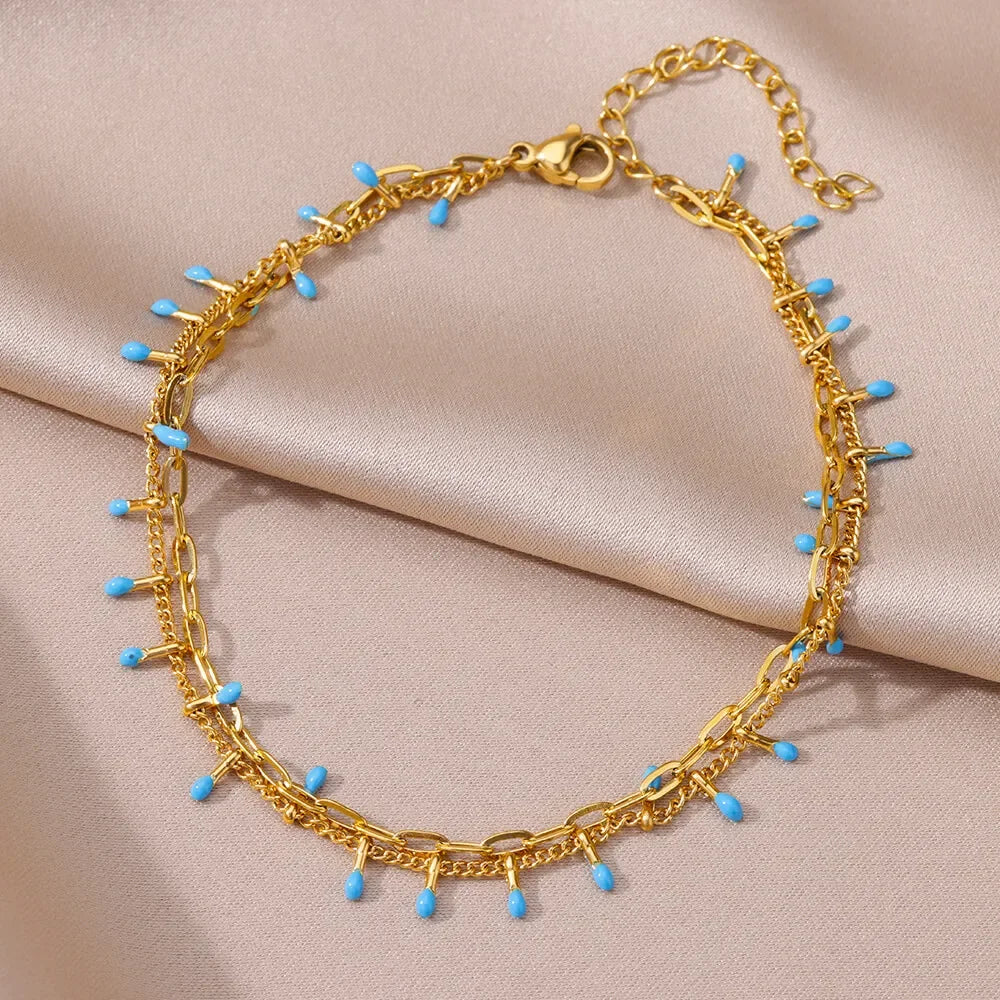 Stainless Steel Gold-Plated Anklet for Women - Piña Colada