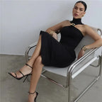 Turtleneck Off-shoulder Maxi Dress