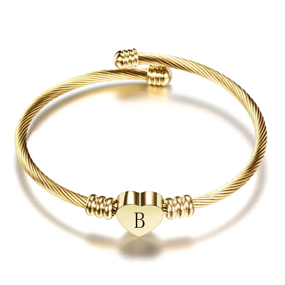 Initial Letter Cuff Bracelet Stainless Steel - Piña Colada