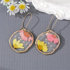 Natural Flower Dangle Earrings - Piña Colada