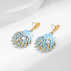 Blue Shell Earrings - Piña Colada