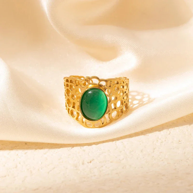 Colorful Stone Open Band Ring - Piña Colada