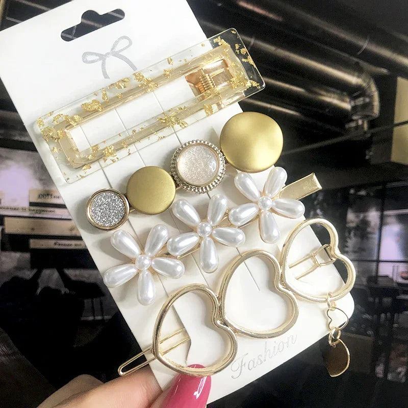 3/4pcs Set Pearl Hair Clip - Piña Colada