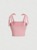 Solid Tie Shoulder Ruched Wide Crop Top - Piña Colada