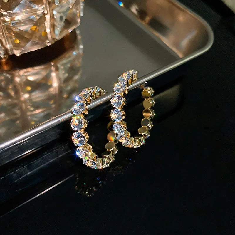 Hoop Earrings Zircon Crystal - Piña Colada