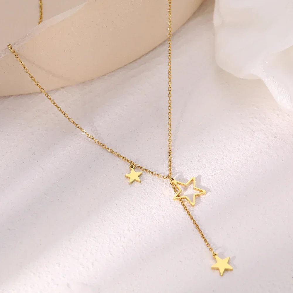 Stainless Steel Stars Necklace - Piña Colada
