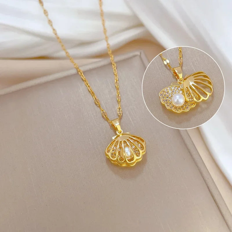 Shell Pearl Necklace - Piña Colada