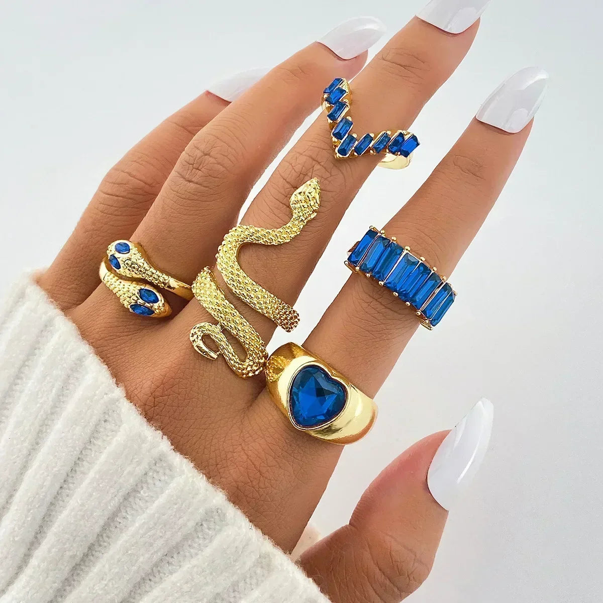 9Pcs/Set Vintage Gold Rings Set - Piña Colada