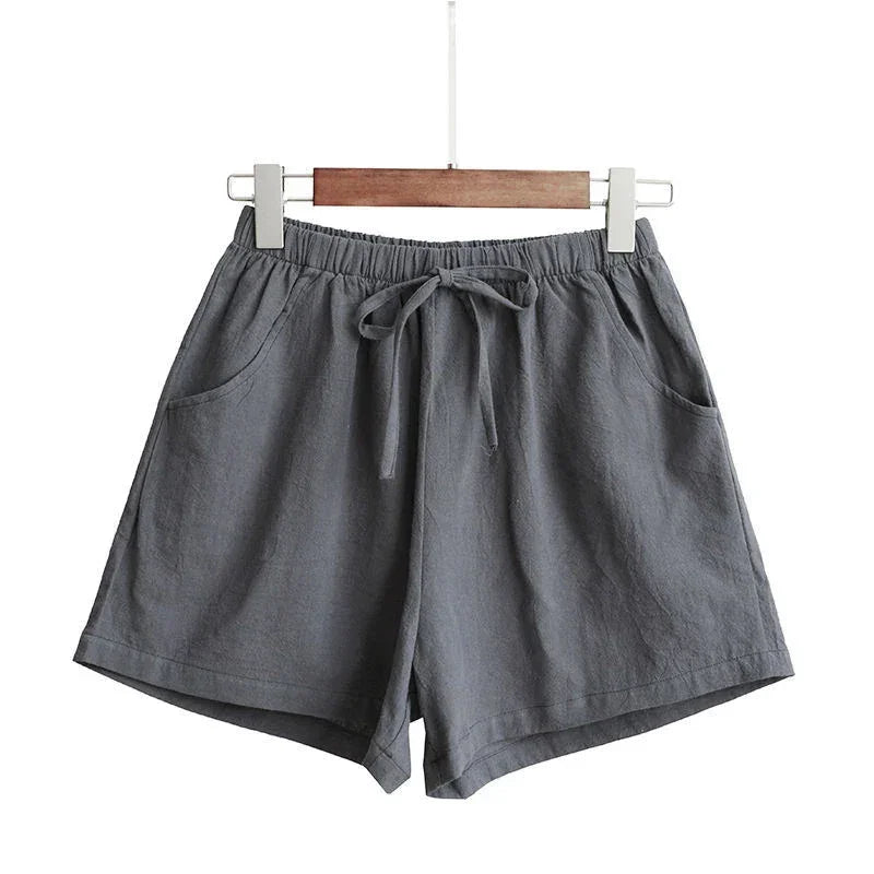 Summer Women Cotton Linen Shorts - Piña Colada