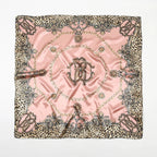 Leopard Print Square Scarf Satin Silk - Piña Colada