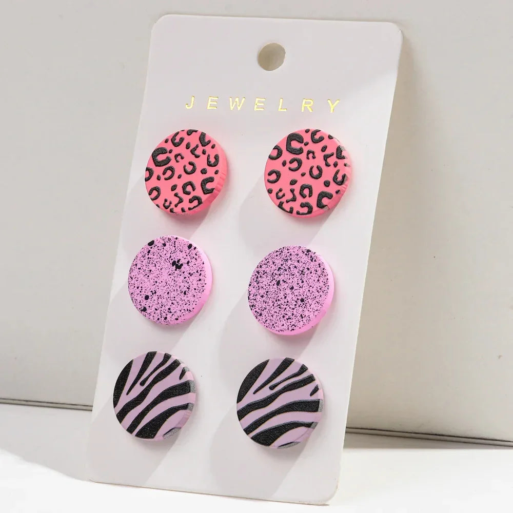 3Pairs/set Colorful Acrylic Earrings - Piña Colada