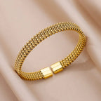 18K Gold-Plated Stainless Steel Cuff Bracelet for Women - Piña Colada