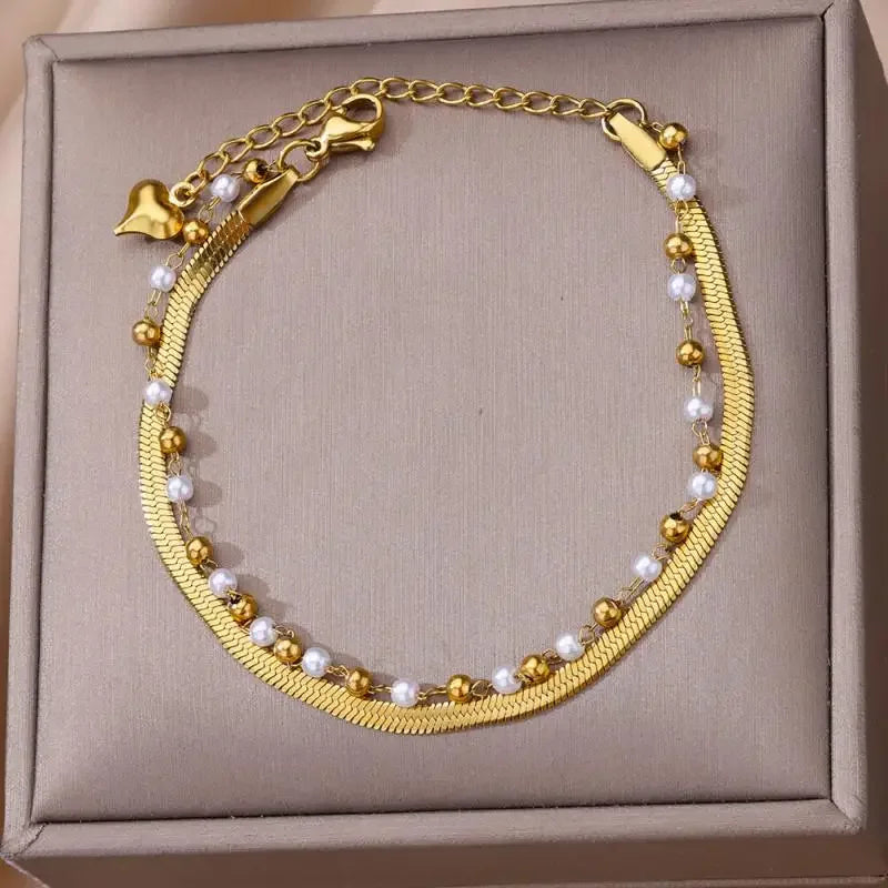 Stainless Steel Gold-Plated Anklet for Women - Piña Colada