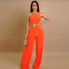 Casual Solid Summer Jumpsuit - Piña Colada