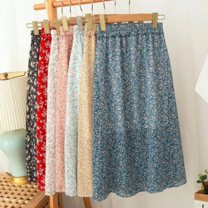 Floral Half Skirt Women's High Waist - Piña Colada