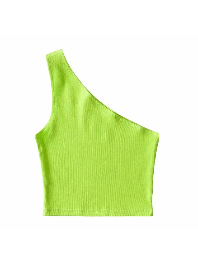 One Shoulder Cropped Tank - Piña Colada