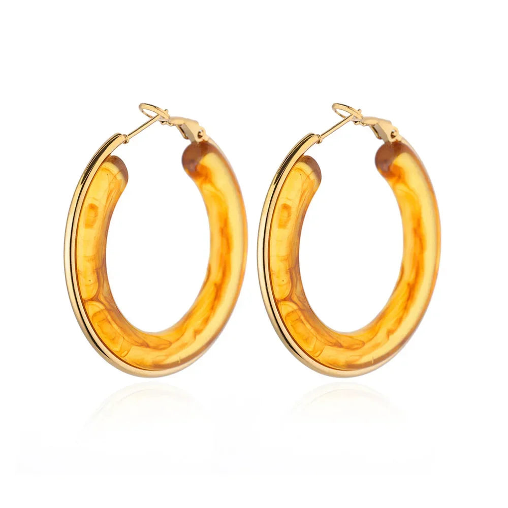 Trendy Acrylic Hoop Earrings - Piña Colada