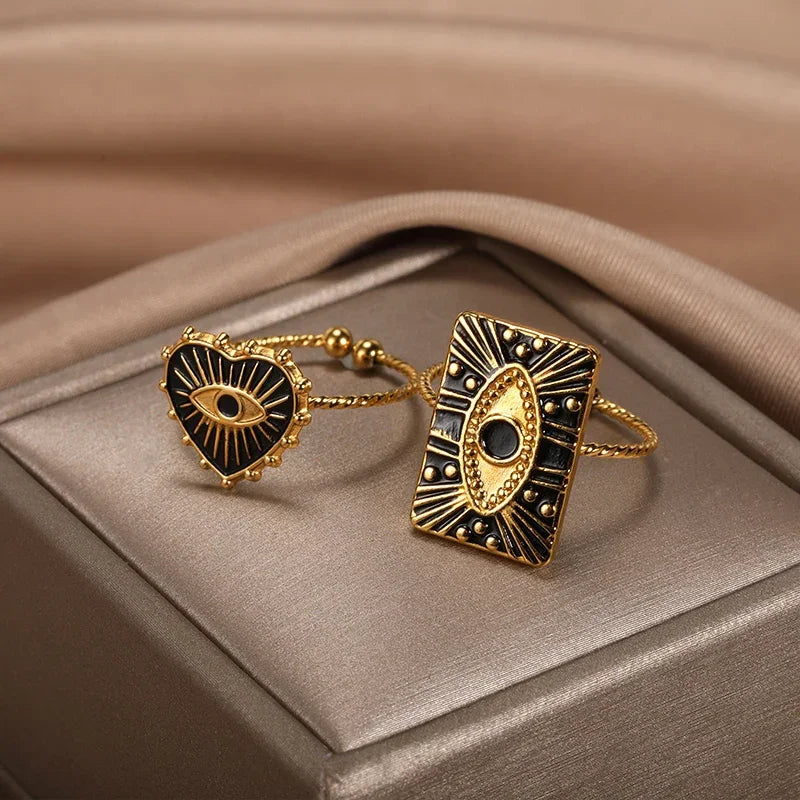 Evil Eye Rings Stainless Steel - Piña Colada