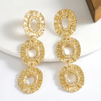 Elegant Gold Irregular Geometric Flower Drop Earrings – Vintage Statement Jewelry for Women - Piña Colada