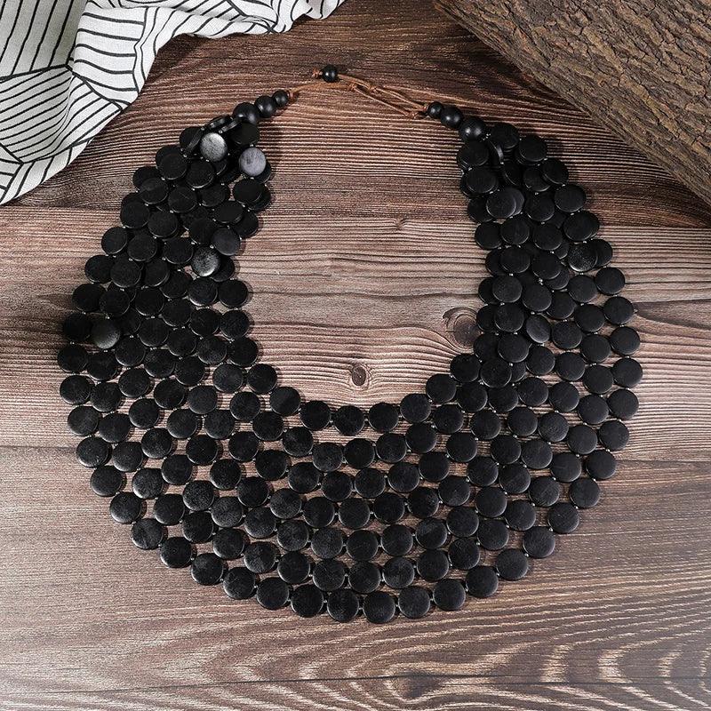 Multi-color Necklace Wooden - Piña Colada