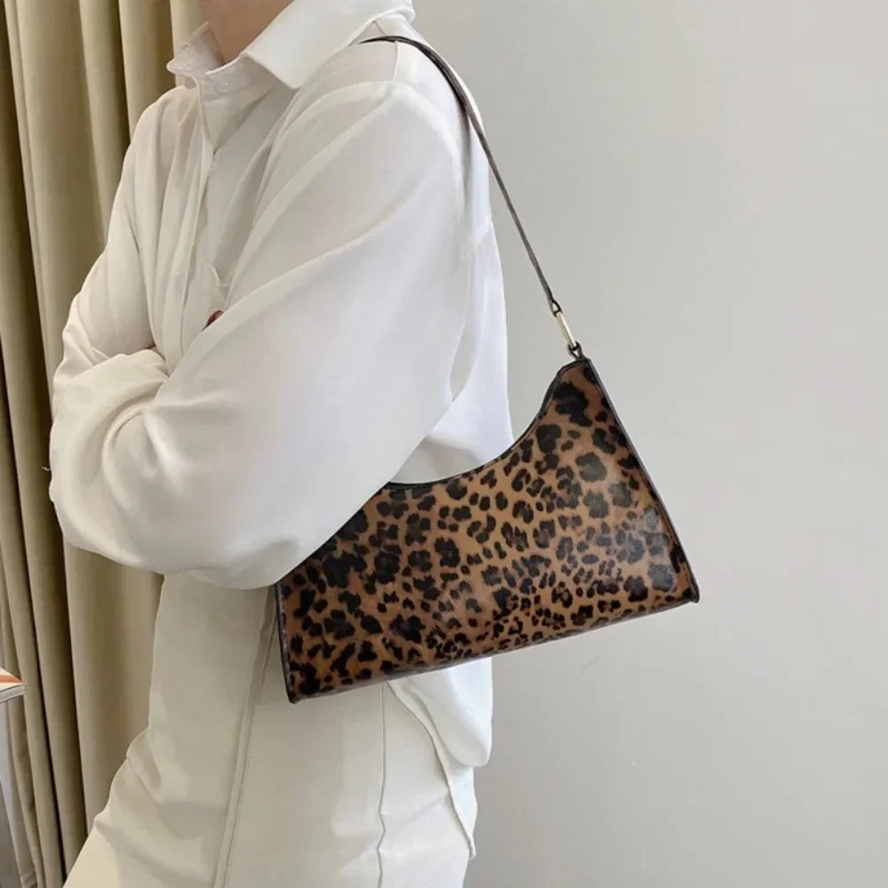 PU Leather Leopard Armpit Purse Bag - Piña Colada