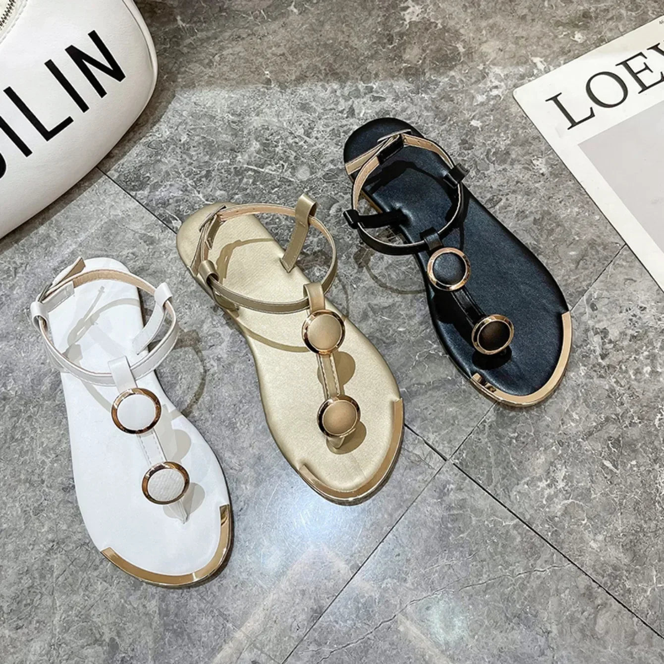 Women Sandals New Summer Casual Flat Sandals Flip Flops - Piña Colada