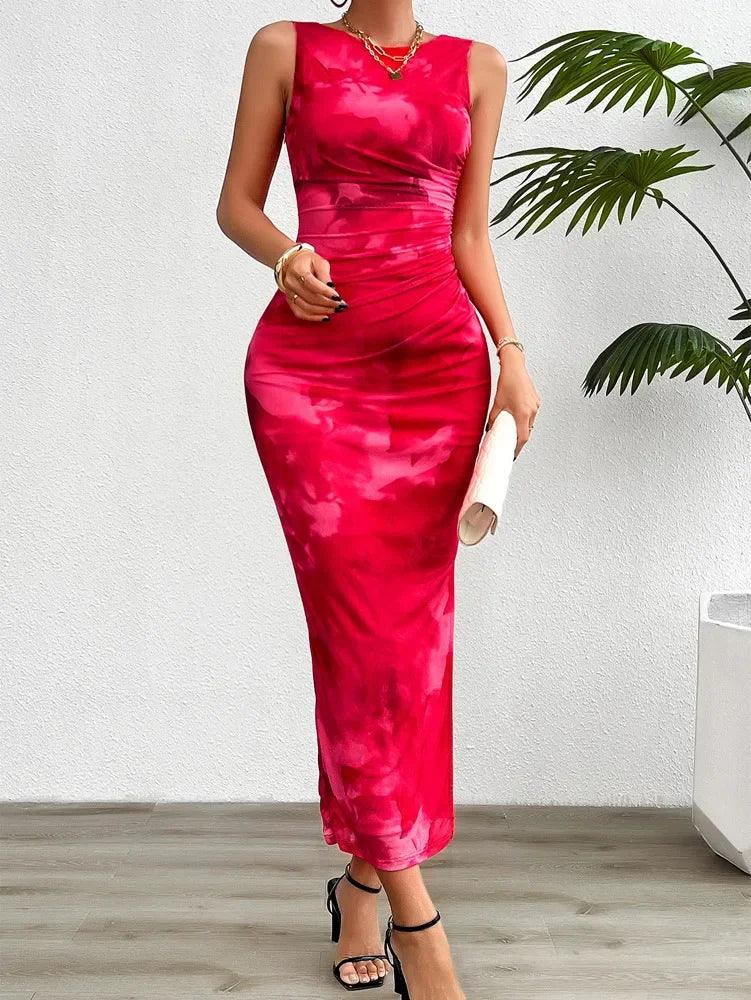 Tie-Dye Dress with Neckline - Piña Colada