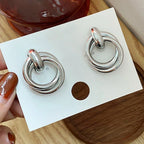 Double Layer Round Circle Dangle Earrings - Piña Colada