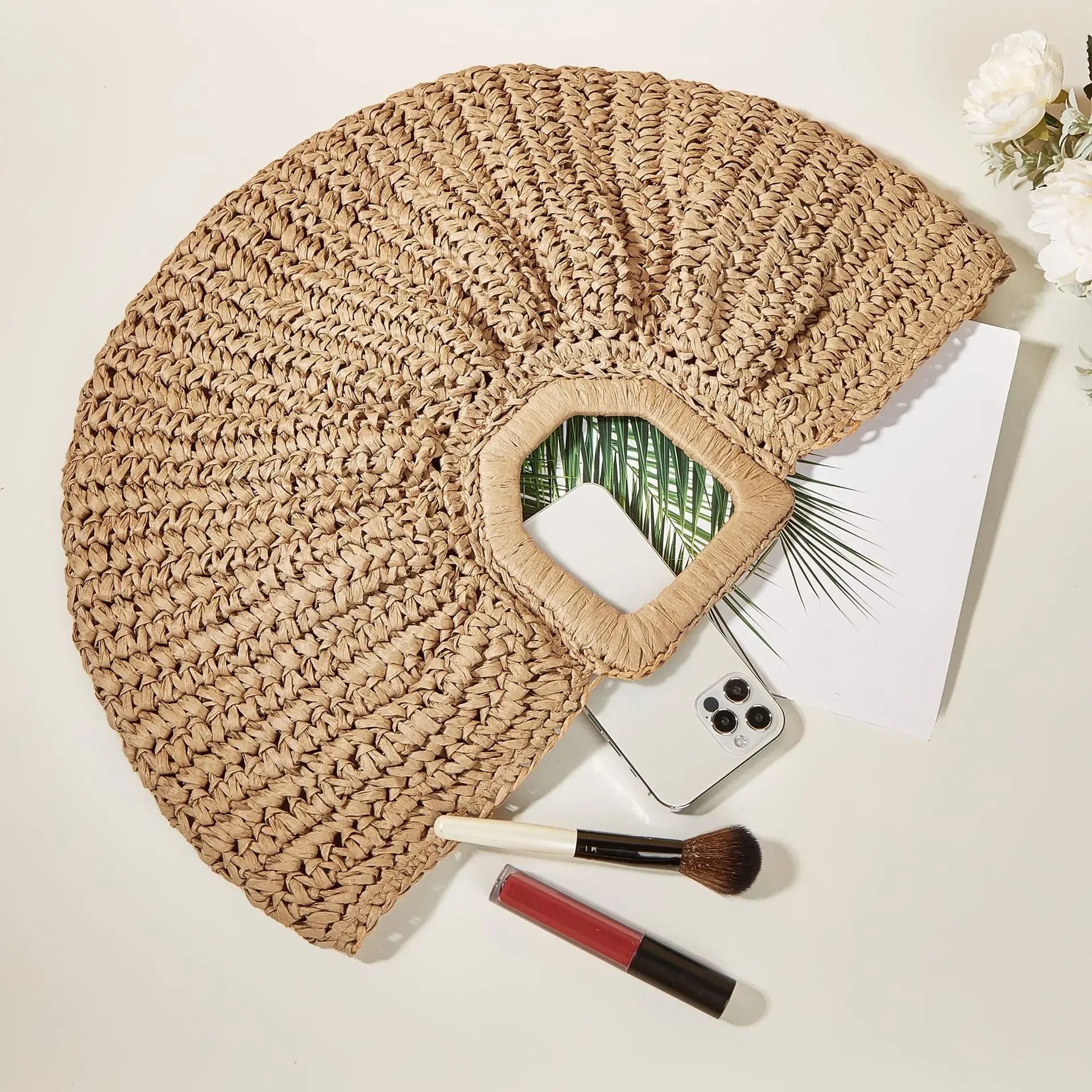 Natural Straw Clutch - Piña Colada