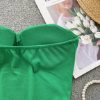 Strapless Summer Casual Crop Tops with Built In Bras - Piña Colada