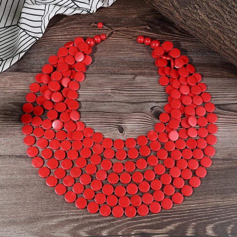 Multi-color Necklace Wooden - Piña Colada