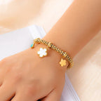 Thick Stainless Steel Star Flower Pendant Bracelet - Piña Colada