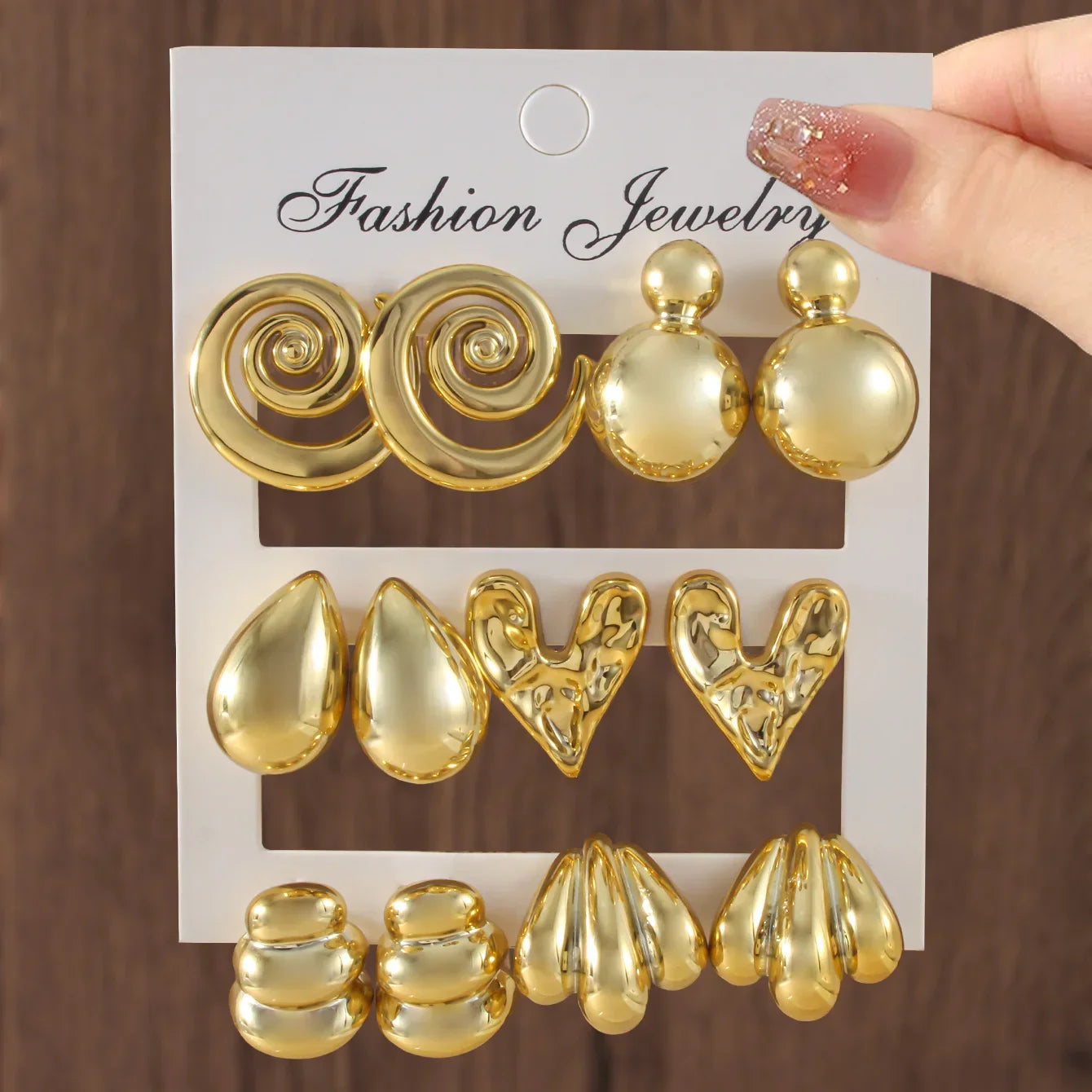 Bold Geometric Stud Earrings - Piña Colada