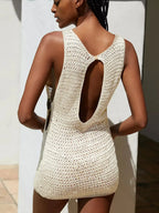 One Neck Cut Out Circle Beach Mini Dress - Piña Colada