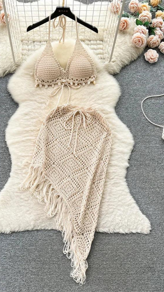 Halter Backless Knit Maxi Set - Piña Colada