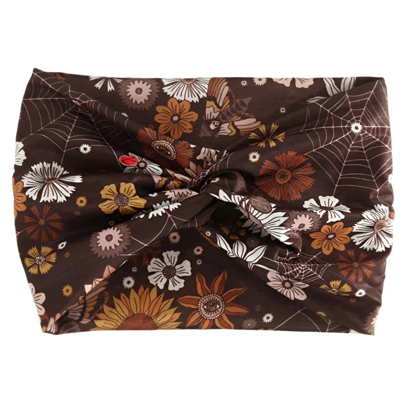 Printed Wide Elastic Headband - Piña Colada