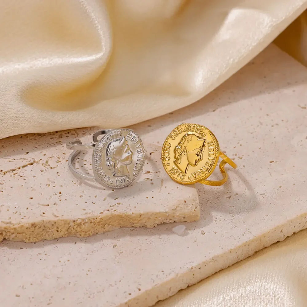 Stainless Steel Zircon Adjustable Ring - Piña Colada