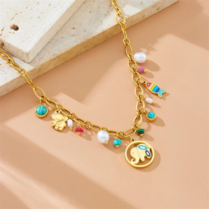 Stainless Steel Turquoise Pearl - Piña Colada