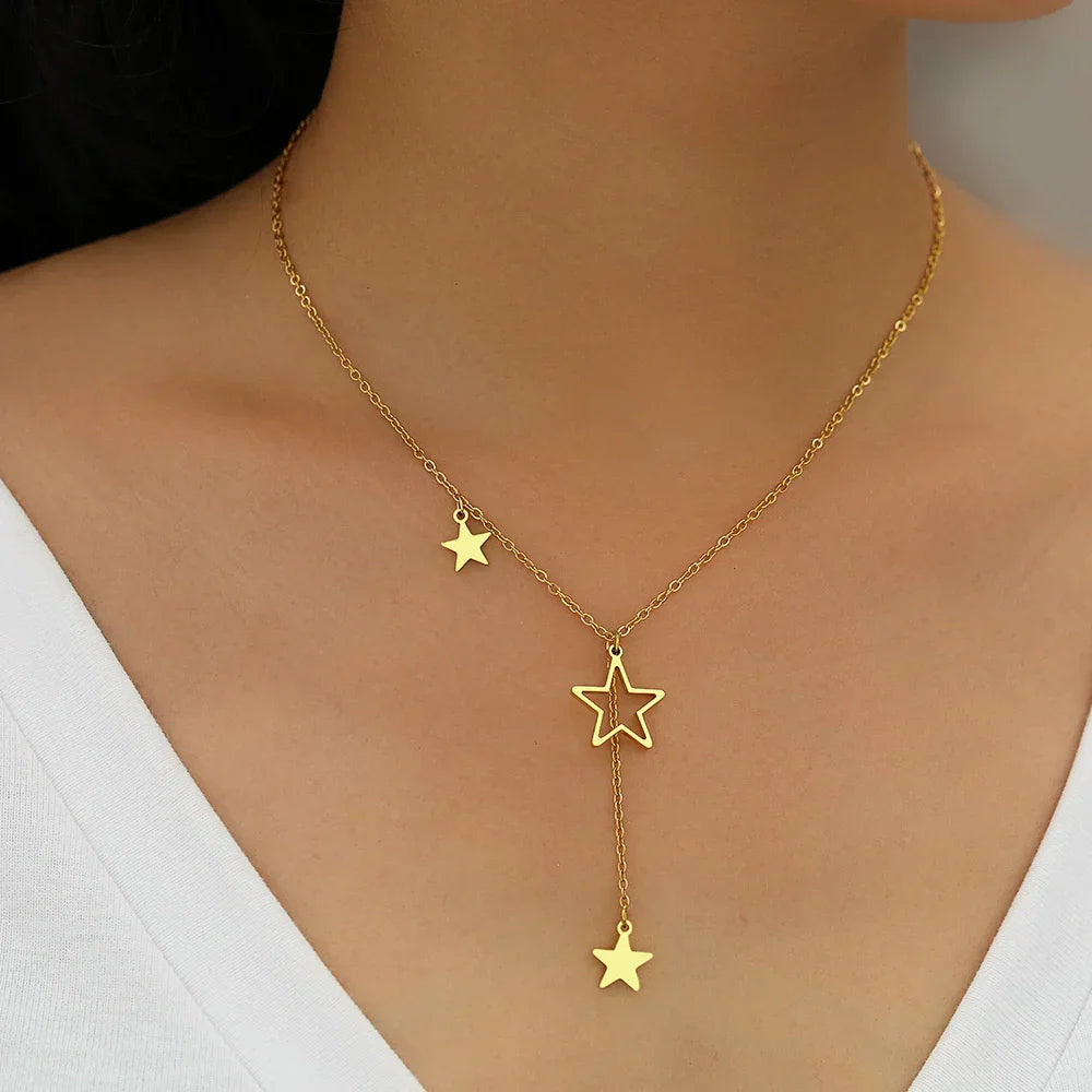 Stainless Steel Stars Necklace - Piña Colada